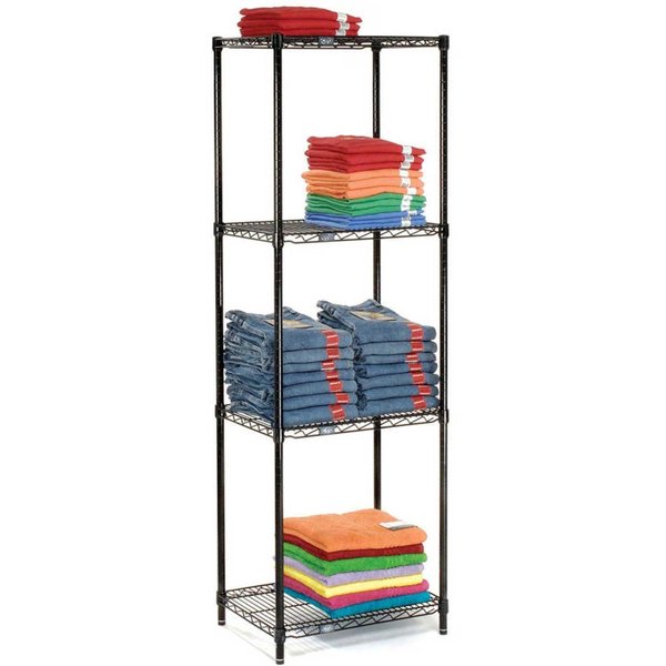 Nexel 5 Tier Black Epoxy Wire Shelving Starter Unit, 24W x 18D x 74H 18247B5